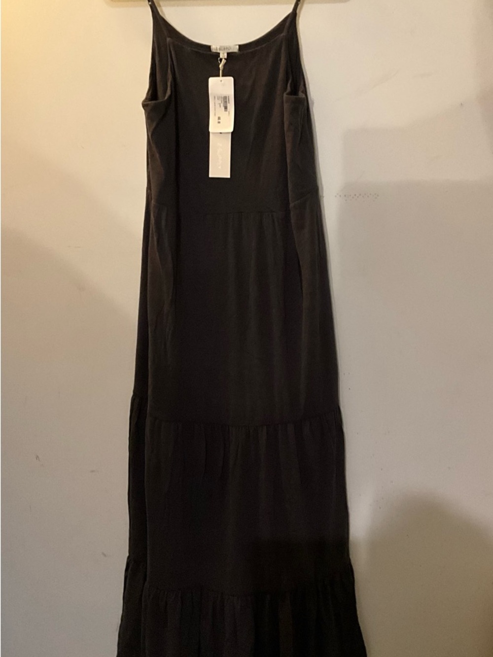 Evereve Grey Tiered Spaghetti Strap Maxi Dress New w/Tags